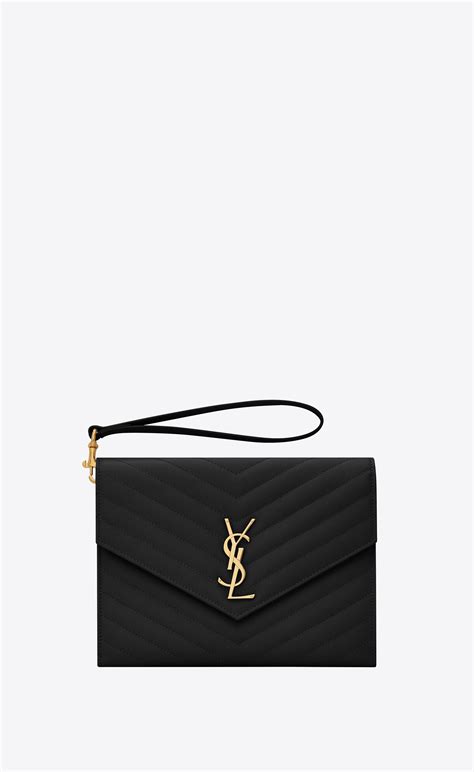 yves saint laurent small monogram tassel clutch grey|ysl clutch sale.